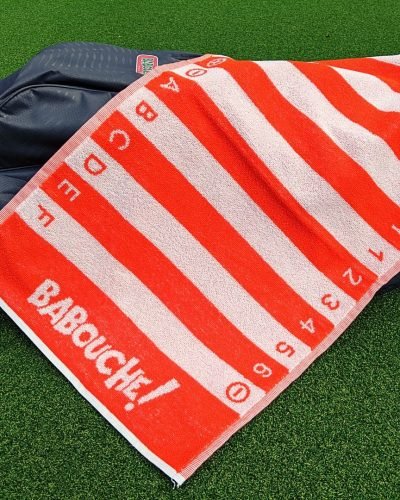 orange golf swing alignment towel