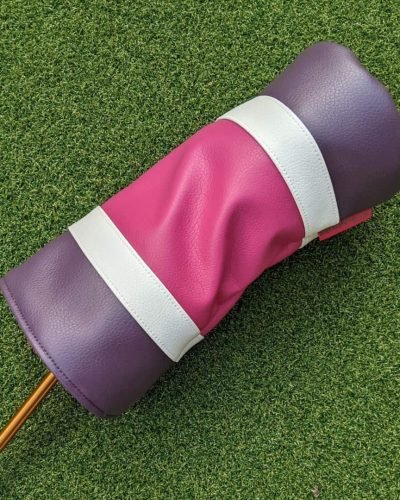 pink and purple striped can head cover