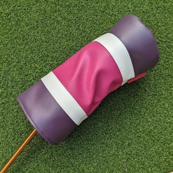pink and purple striped can head cover