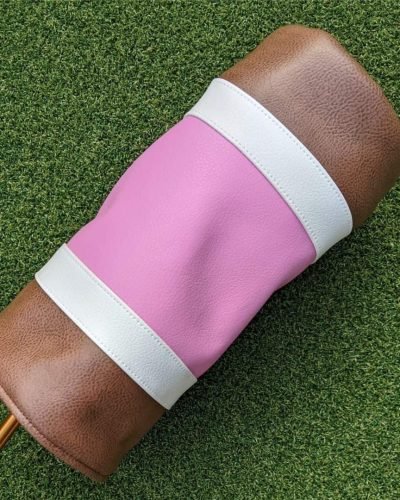 pink and tobacco striped can head cover