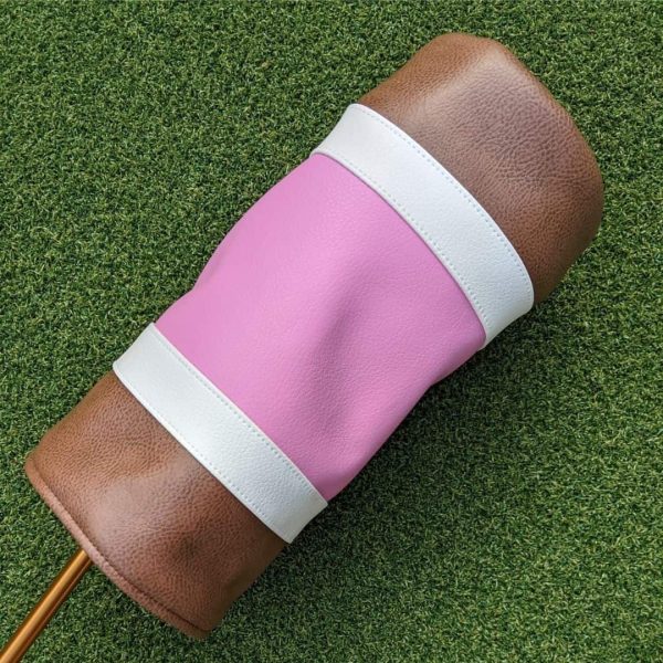 pink and tobacco striped can head cover