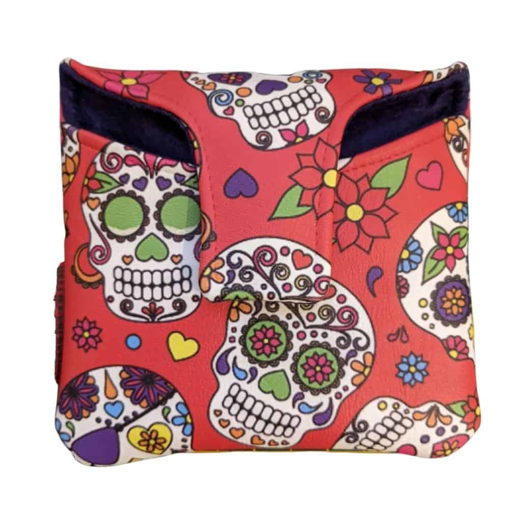 Red Sugar Skull Mallet Putter Cover - beautiful colourful golf head covers