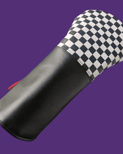 Black and white chequered flag driver head cover